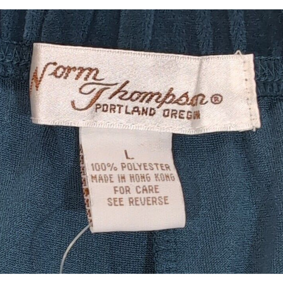 Norm Thompson Velour Pants Womens Size L Teal Blue/Green Pull On Pockets NEW NWT - Picture 4 of 12